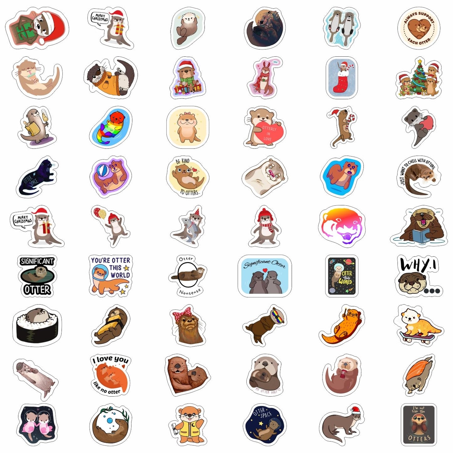 100Pcs Sea And River Otter Stickers For Laptop And Water Bottle - Otter Gifts, Otter, Otter Keychain, Otter Plush, Cute Otter St