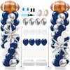 Kasyat 2 Sets Cowboys Football Balloon Column Stand Kit with 4d Football, 100 Latex Navy Blue White and Silver Balloons Arch Gar