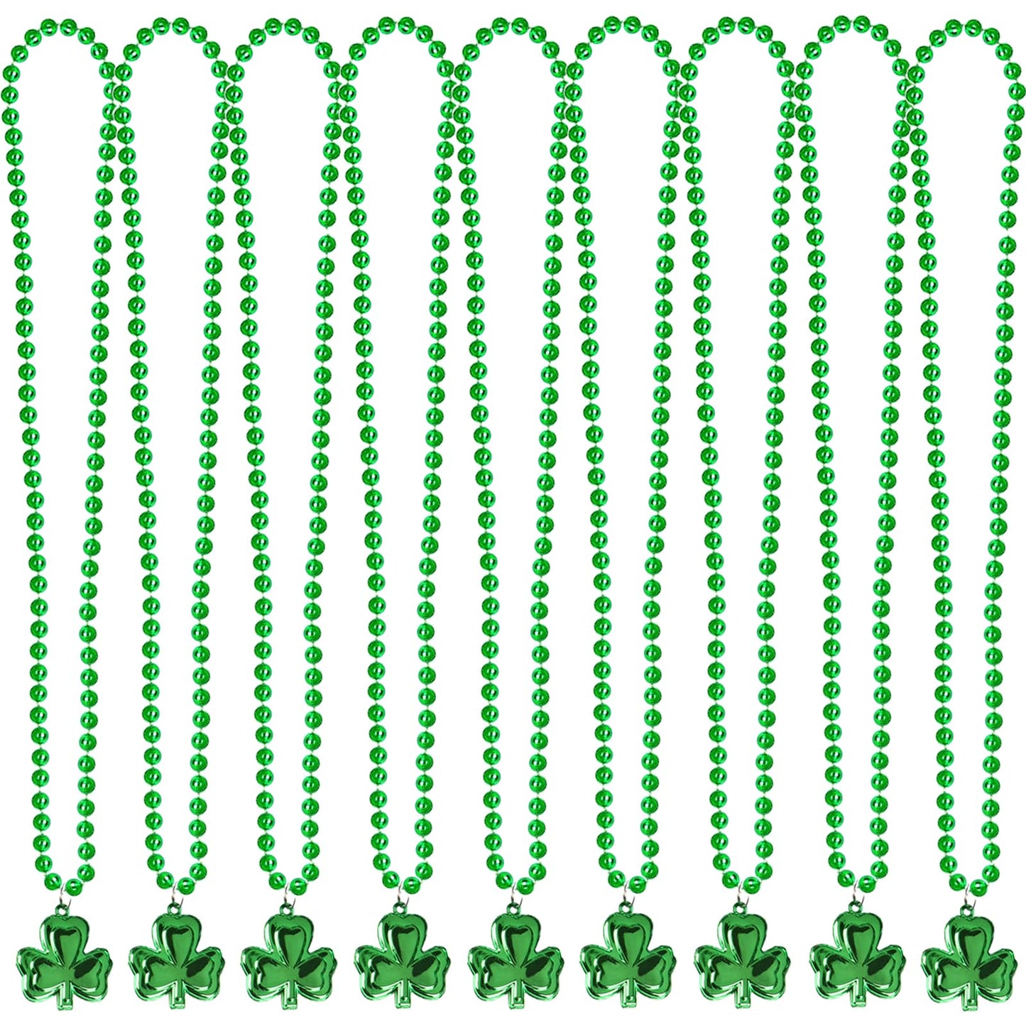 Yocharm 30 Pack St. Patricks Day Necklace Green Necklaces Bulk With Shamrock Clover Mardi Gras Beads Saint Patricks Day Party Fa