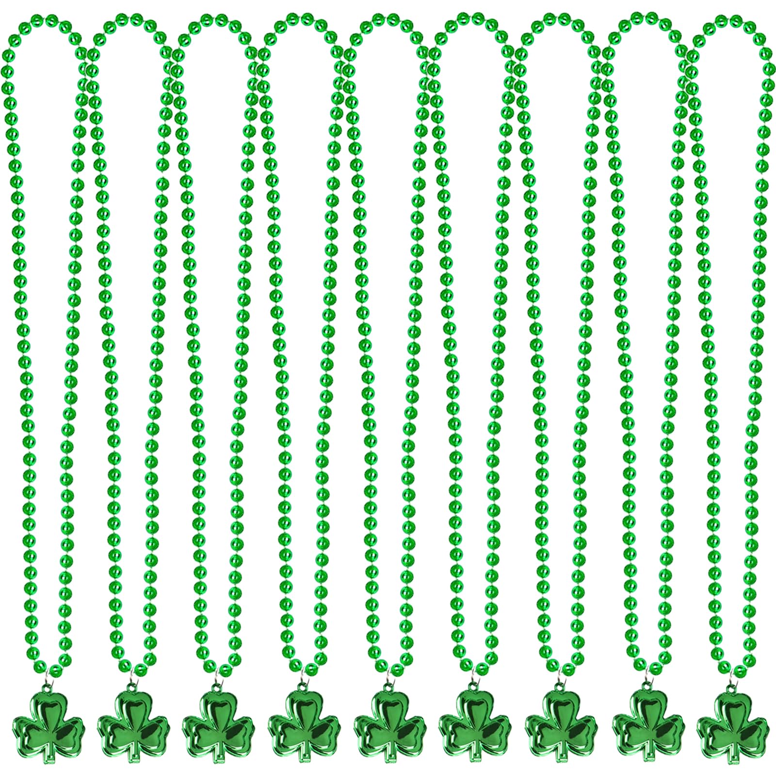 Yocharm 30 Pack St. Patricks Day Necklace Green Necklaces Bulk With Shamrock Clover Mardi Gras Beads Saint Patricks Day Party Fa