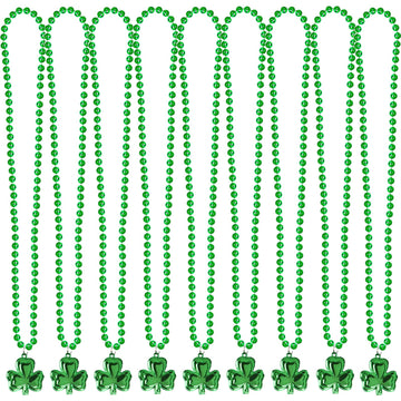 Yocharm 30 Pack St. Patricks Day Necklace Green Necklaces Bulk With Shamrock Clover Mardi Gras Beads Saint Patricks Day Party Fa