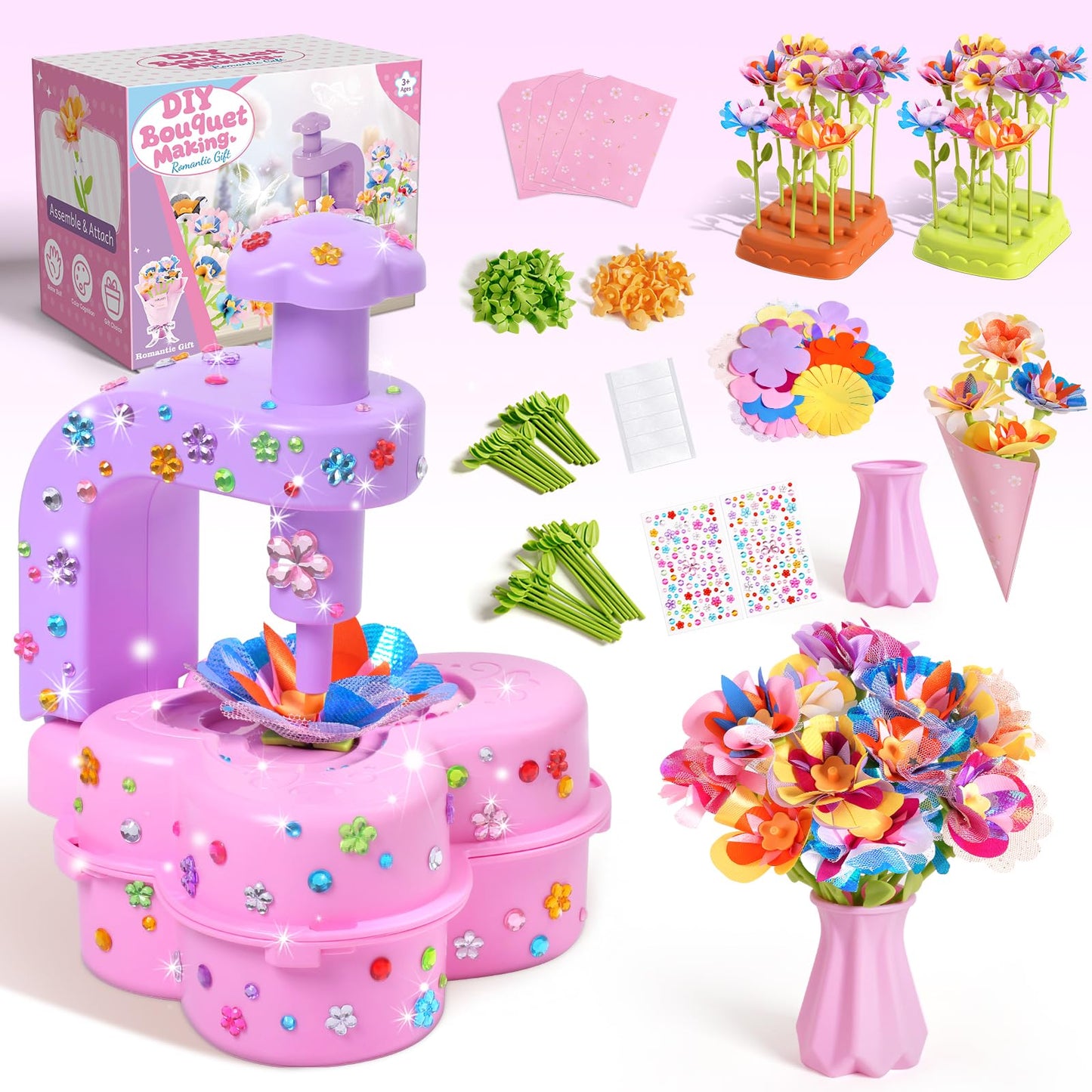Titenmaoyi Arts and Crafts for Kids Girls - Fabric Flower Bouquets Toys for Girls - Birthday Christmas Gifts for Girl 4-6 6-8 - 