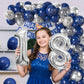 18Th Birthday Decorations Navy Blue Silver,18Th Birthday Balloon Garland Party Decorations With Number 18 Foil Balloons,Happy Bi