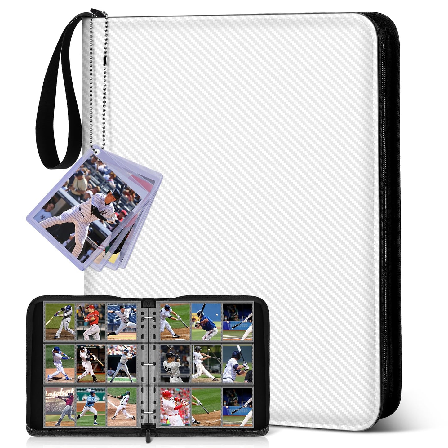 Mlikero Trading Card Binder  9 Pocket Card Binder with Card Display  720 Double Sided Pocket Sports Card Binder  enhanced Card Binders Compatible with MTG  TCG  Baseball Cards(White)