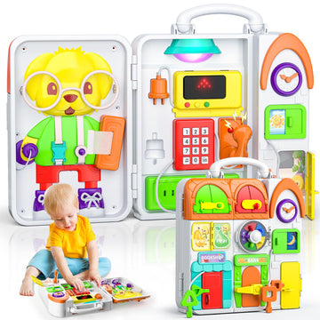 Montessori Busy Board for 1 Year Old Boy Toy, Birthday Gifts for 12-18 Month Old Boy Girl, Learning Toys for Toddlers 1-3, Toddl