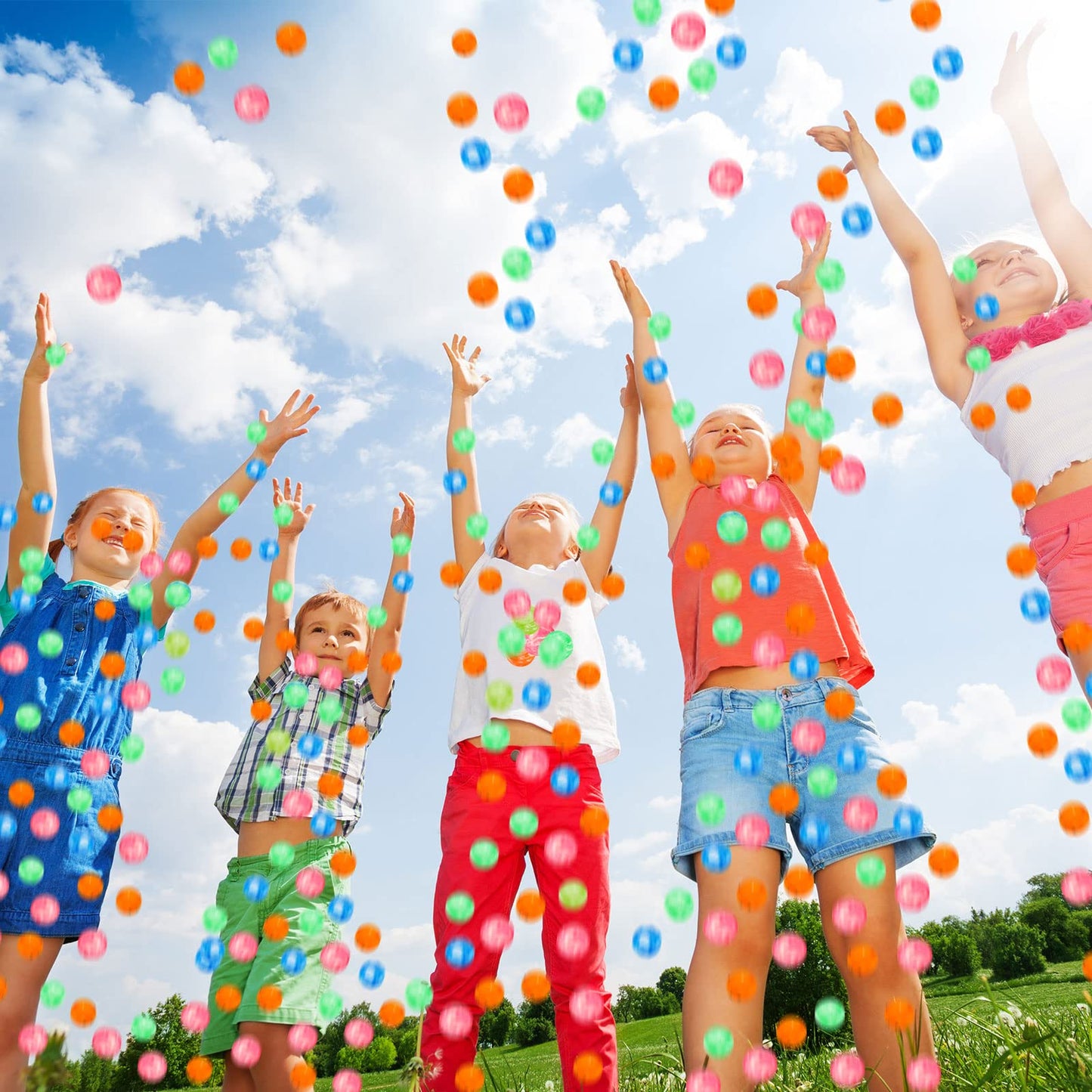 Zhanmai 40 Pieces Small Rubber Bouncy Neon High Bouncing Balls Bulk for Kids 1 Inch Cloud Mini Rubber Ball Colorful Preschool Re