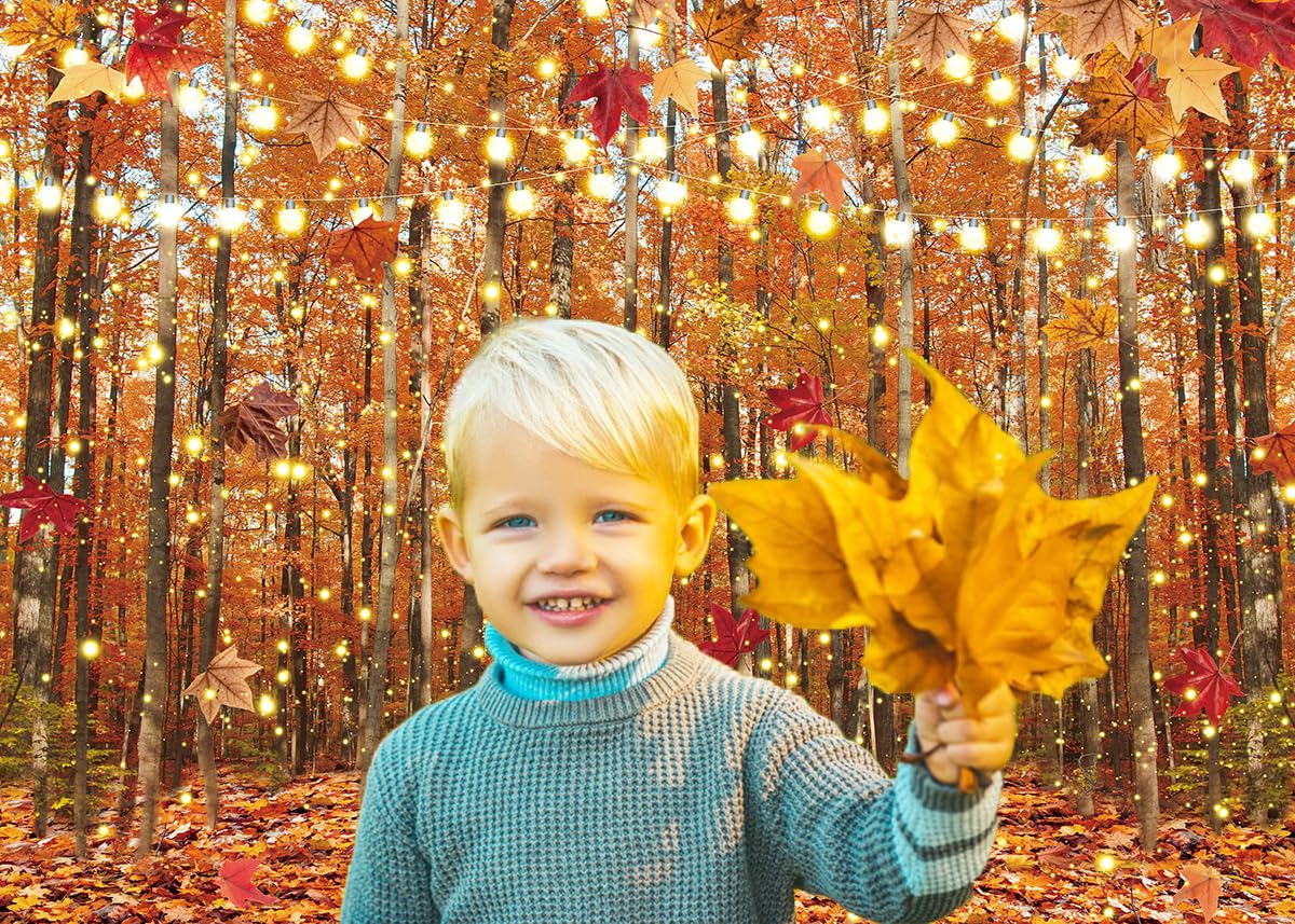 LTDKAEN Fall Leaves Forest Backdrop Glitter Autumn Maple Deciduous Photography Background Fall Thanksgiving Bridal Shower Party
