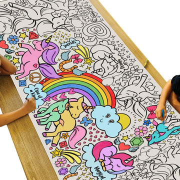 Tiny Expressions Unicorn Coloring Poster For Kids - Rolled, No Creases 30' X 72' Large Coloring Tablecoth For Unicorn-Themed Birthday Parties - Magical Unicorn Party Decorations For Girls