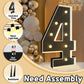 Imprsv Marquee Numbers Black 3Ft: Black Party Decor - Light Up Number 4 Large 3 Feet Tall - Birthday Decorations For Him Her 4Th