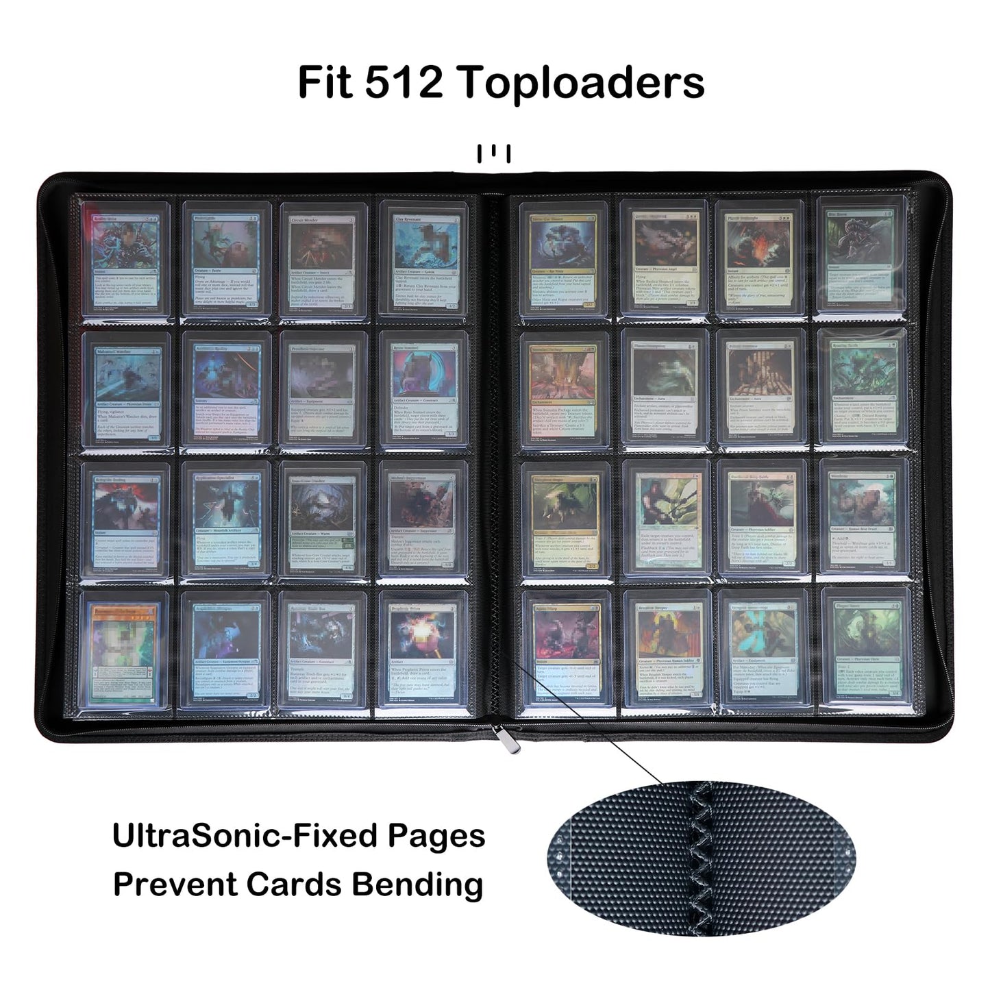 Rayvol 16-Pocket Top Loader Binder - Holds 512 Top Loaders - White, Non-PVC Material, Model: top loadbinder16512-white