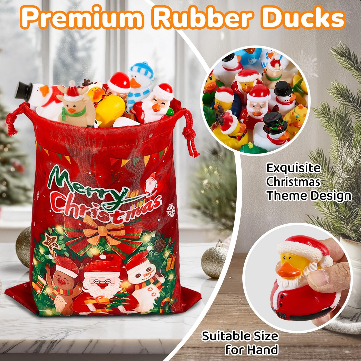 24 Pack Rubber Ducks Jeep Ducking with a Bag- 2 Christmas Assortment Duckies for Jeep Duck Christmas Themed Cruise Duck for Pool  Party Favors  Birthday Gifts  Classroom Incentives  Kids Bath Toys