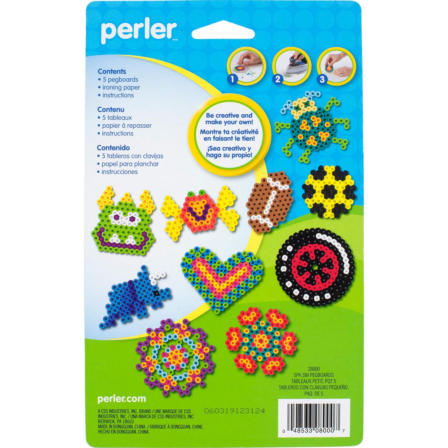 Perler Beads Basic Shapes Clear Pegboard Set, Small, Clear, 5 pcs
