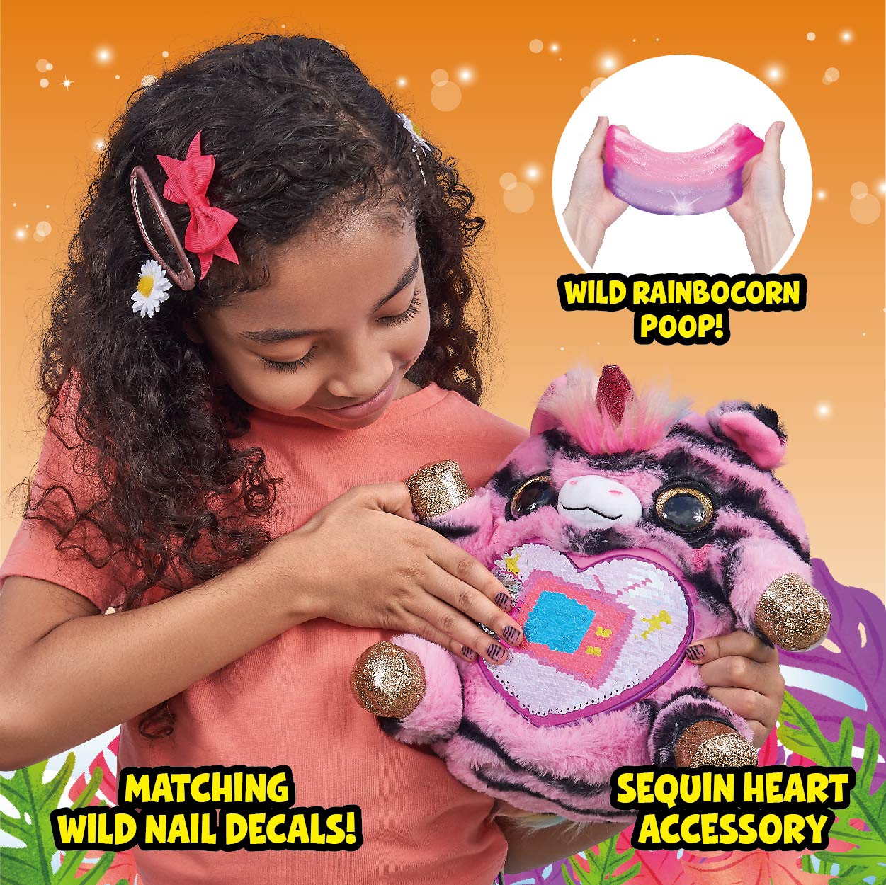 Rainbocorns Wild Heart Surprise Zebra - 11' Collectible Plush Stuffed Animal - 10 Layers Of Surprises, Unicorn Slime Mix, Nail Decals, Sparkle Sequin, Ages 3+ By Zuru