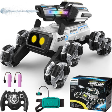 SIMREX Robot Dog RC Stunt Car Toys - Gesture Sensing Remote Control car with Mecanum Wheels, LED Eyes, 3 Sound Effects,Water-Sho