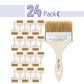 Bates- Chip Brushes, 4 Inch, 24 Pack, 4 Inch Paint Brushes with Ergonomic Wooden Handle, Natural Bristle