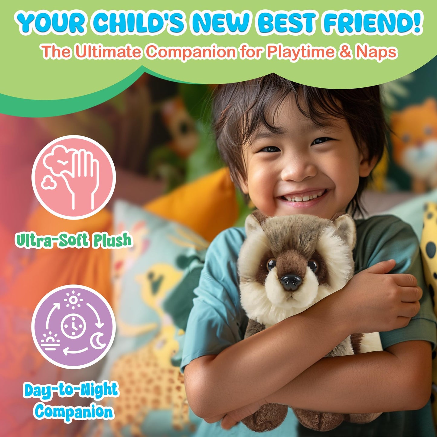 Forest & Twelfth 12'' Stuffed Raccoon Plush, Heirloom Collection Stuffed Animal, Premium Materials, Best Gift For Kids Age 3+, N