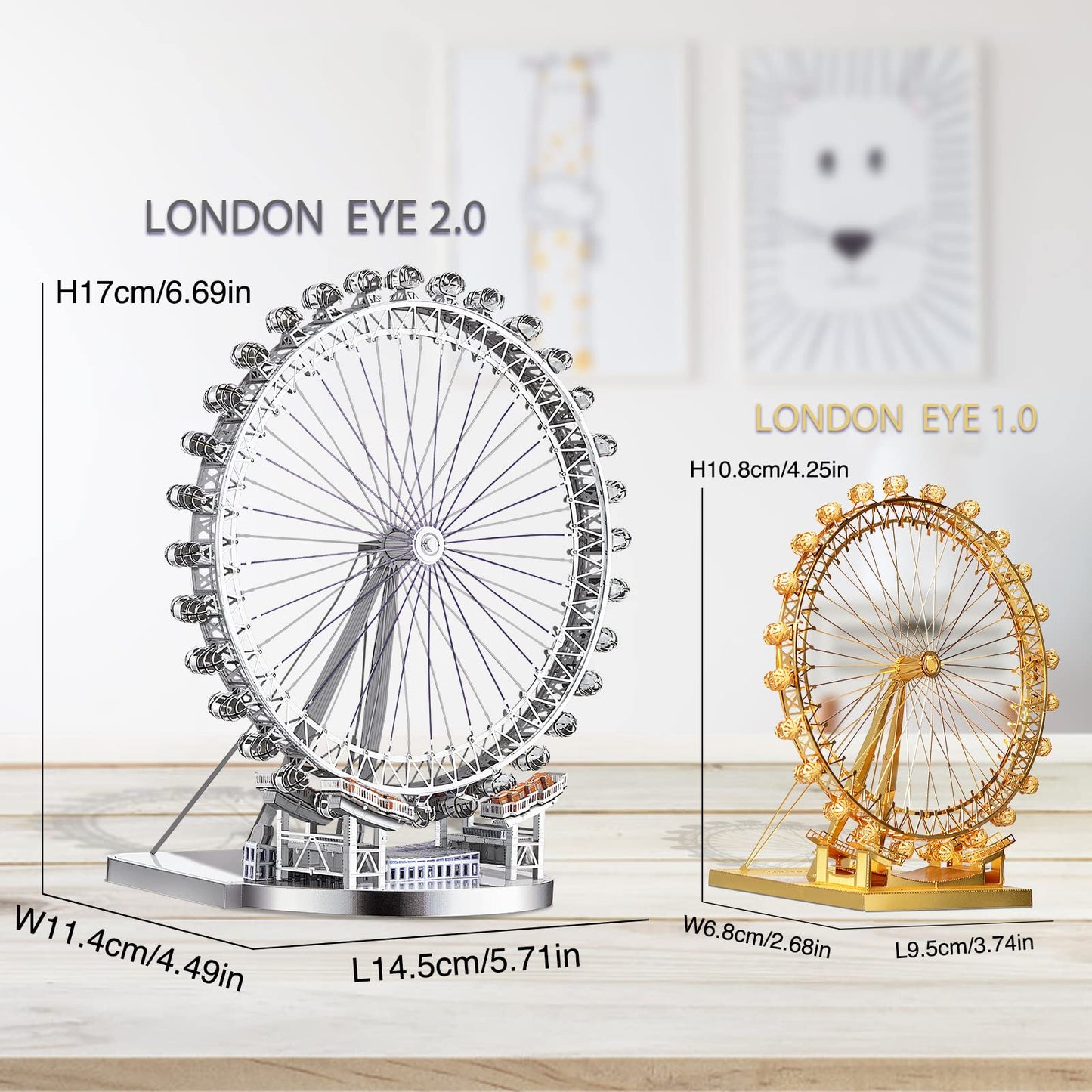 Piececool 3D Metal Model Puzzles - Large London Eye Architecture Kit, 141 Pcs, White, Perfect for Adults & Unique Birthday Gifts