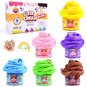Butter Slime Making Kit Super Soft Non Sticky 6 Color Pack In Gift Box, Stretchy Scented Butter Slime Ice Cream Toy With Cake Ch