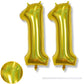 Giant Number 11 Balloon, 40 Inch Laser Gold Foil Balloon For 11 Year Old Birthday Decor, Mylar Helium Self Inflating Globos Dora