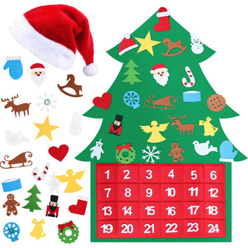 Katchon, Felt Christmas Tree For Kids Wall - Pack Of 25, Diy | Christmas Advent Calendar | Felt Christmas Tree Advent Calendar, Christmas Countdown Calendar For Kids | Christmas Party Favors For Kids