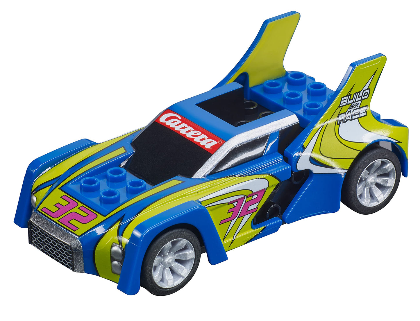 Carrera Go Build 'N Race 62529 Racing Set 3.6 Electric Powered Slot Car Racing Kids Toy Blocks Race Track Set Includes 2 Hand Controllers And 2 Cars In 1:43 Scale