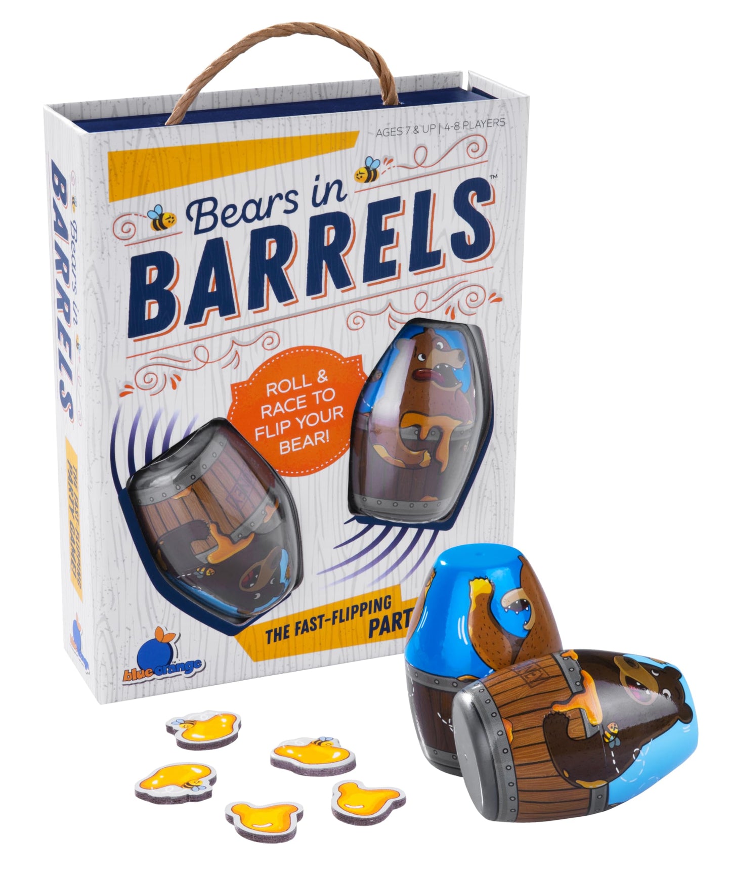 Blue Orange Bears in Barrels Party Game for 4-8 Players, Fun Dexterity Game, Brown, Model 07300