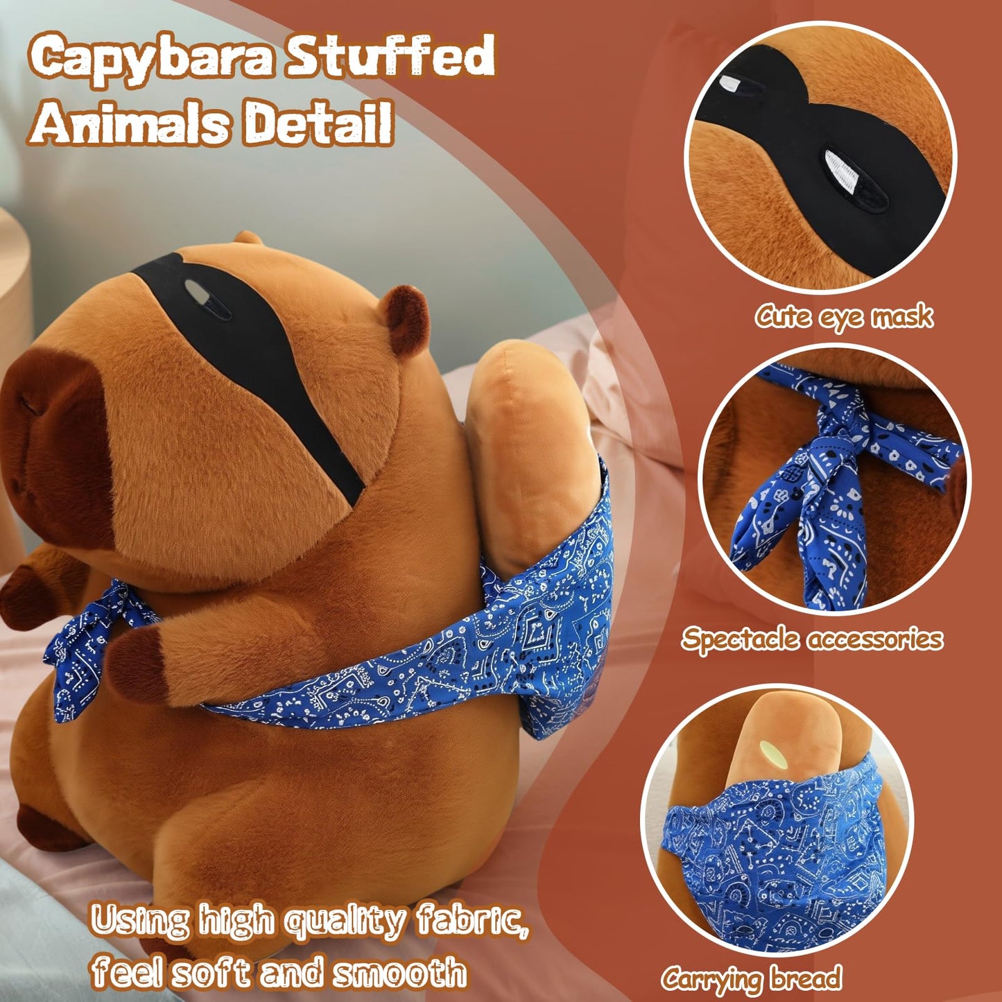 NXNYNZ Cute Capybara Carrying Bread Plush Toy Soft Capybara Stuffed Animal Toy for Girls Kids mature-themed Birthday Gift 13.5 Inch (Cute Capybara Plush Toy)