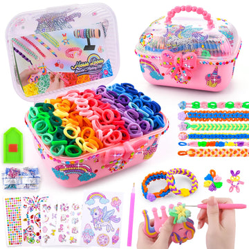 Bracelet Making Kit Girls Toys age 6-8, Arts and Crafts for Kids ages 8-12, Crafts for girls Weaving Loom Bracelet Maker 1000+ C