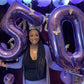 Purple Birthday Balloon Number 12, 40 Inch Big Foil Mylar Number 1 And 2 Balloons With Purple Confetti Latex Helium Balloons For