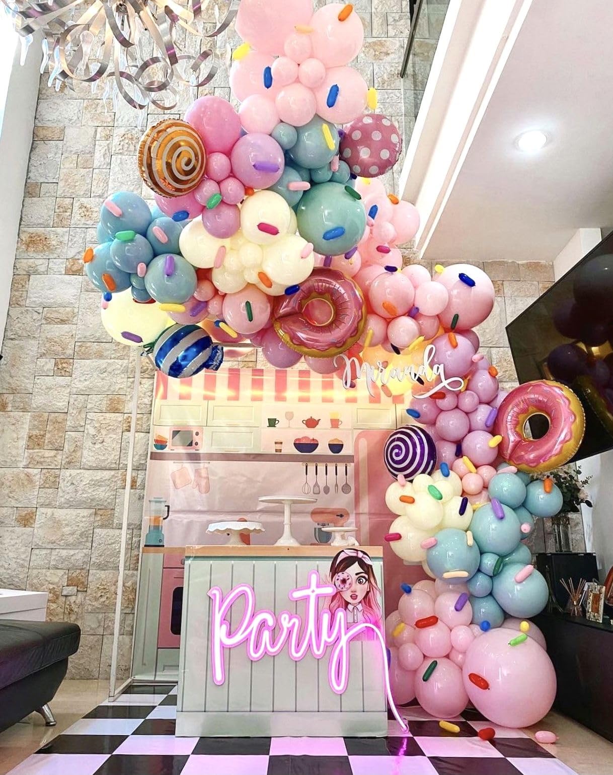 Donut Balloons, Pink Yellow Teal Balloons Pastel Pink Teal Sprinkles Confetti Balloons For Donut Theme Party Cutouts Kids Birthd