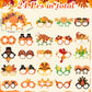 Hiboom 24 Pcs Thanksgiving Paper Glasses Fall Party Decoration Turkey Maple Leaf Eyeglasses Autumn Costume Photo Booth Props for