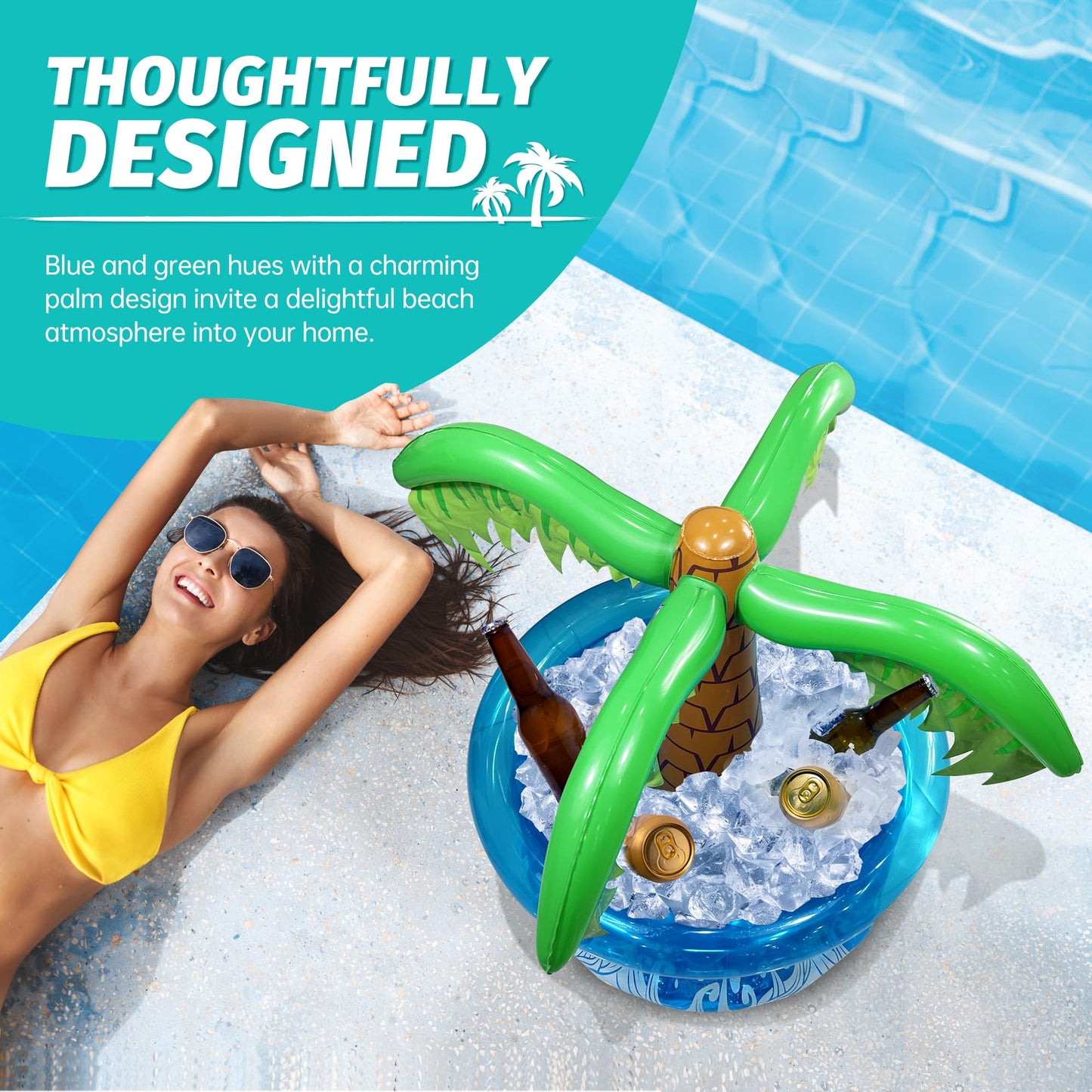 Ritollo 33.5'' Inflatable Palm Tree Cooler, Pool Party Decorations, Summer Luau Party Supplies, Hawaiian Tropical Beach Themed D