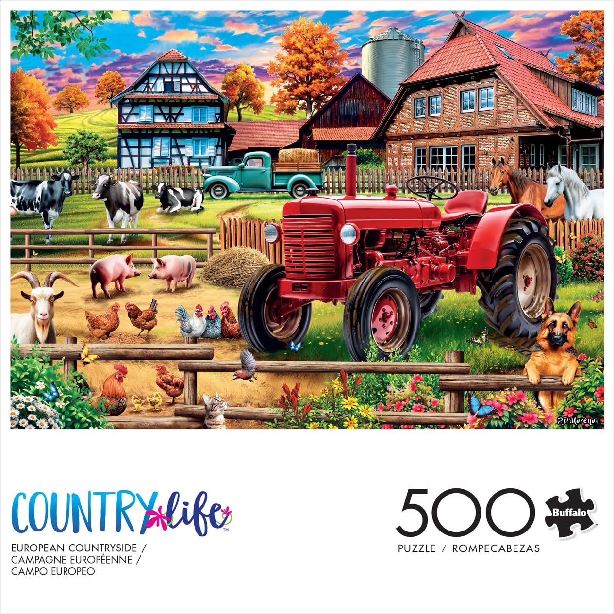 Buffalo Games - Pd Moreno - European Countryside - 500 Piece Jigsaw Puzzle For Adults -Challenging Puzzle Perfect For Game Nights - Finished Size Is 21.25 X 15.00