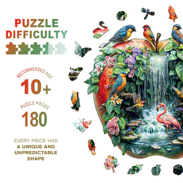 Wooden Puzzles for mature-themeds - Challenging Paradise Garden mature-themed Puzzle  Unique Animal Shaped Wooden Jigsaw Puzzles for mature-themeds  Creative Gifts Family Games 11.4 * 10.9in 180pcs