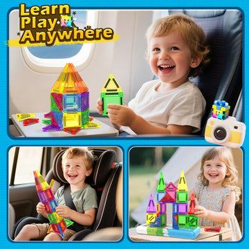 Magnetic Tiles for Kids Ages 4-8 Toddler Toys Magnetic Blocks Building Toy STEM Outdoor Kids Toys Gift for Boys & Girls 3+ Year