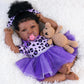 Aori Realistic Reborn Baby Dolls Black American Lifelike Reborn Girl 20 Inch Real Life Biracial Girl Reborn Toddler Baby With Purple Clothes Accessories Set For Girls Age 3