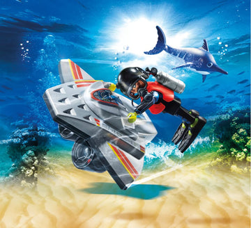 Playmobil Diving Scooter - Colourful Plastic Toy - One Size - Model 70145