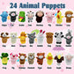 Vealizuu 24 Packs Valentine'S Day Plush Animal Finger Puppet Toys Sets, Valentines Day Cards Gifts For Kids Valentines School Cl