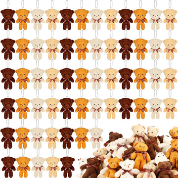 Hydren 156 Pcs Mini Bears Bulk 4.7 Inch Tiny Doll Stuffed Bear Animal Plush Toys Keychain For Graduation Kids Girls Boys Adults