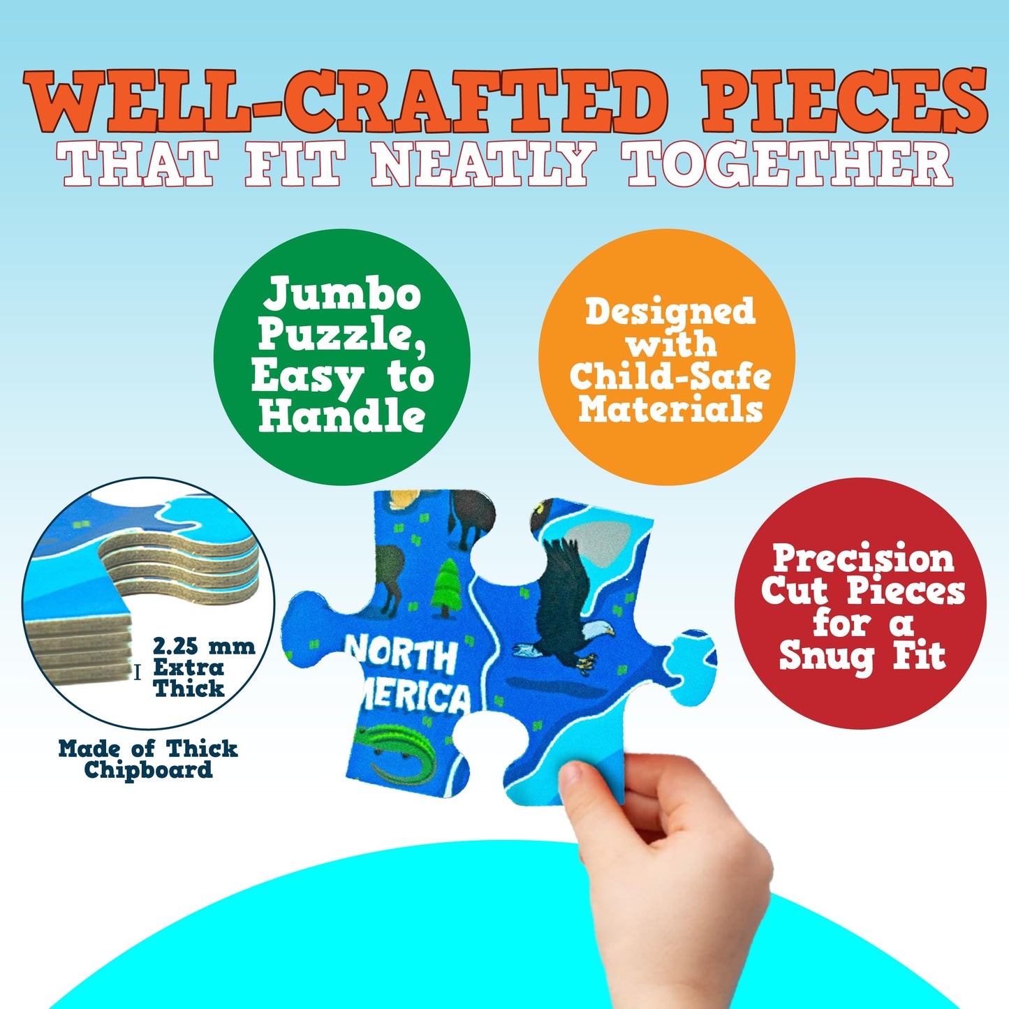 Only Zest Educational Floor Puzzles 3 Pack - World Map Puzzles for Kids Ages 4-8, United States Puzzle & Solar System Set, 48 Ju