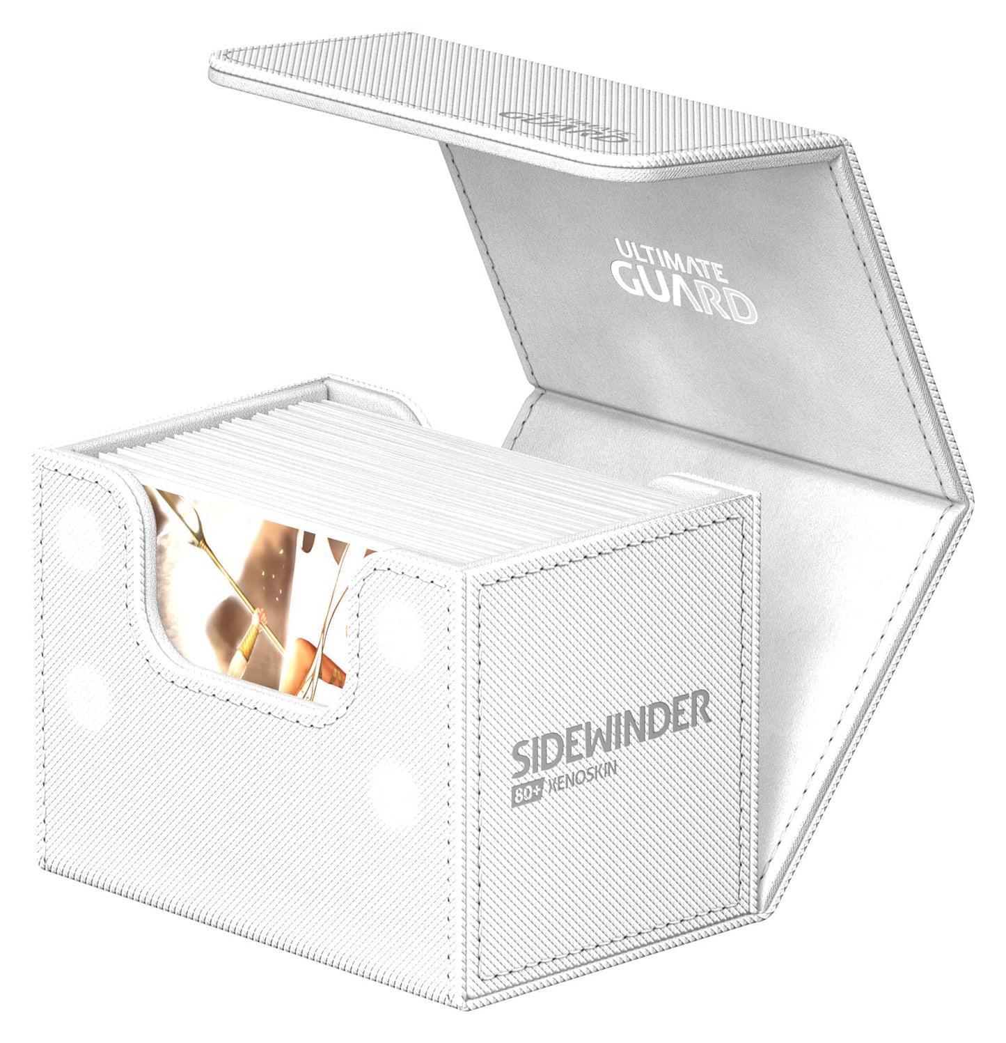 Ultimate Guard Sidewinder 80+  Deck Box for 80 Double-Sleeved TCG Cards  White  Magnetic Closure & Microfiber Inner Lining for SeStorage