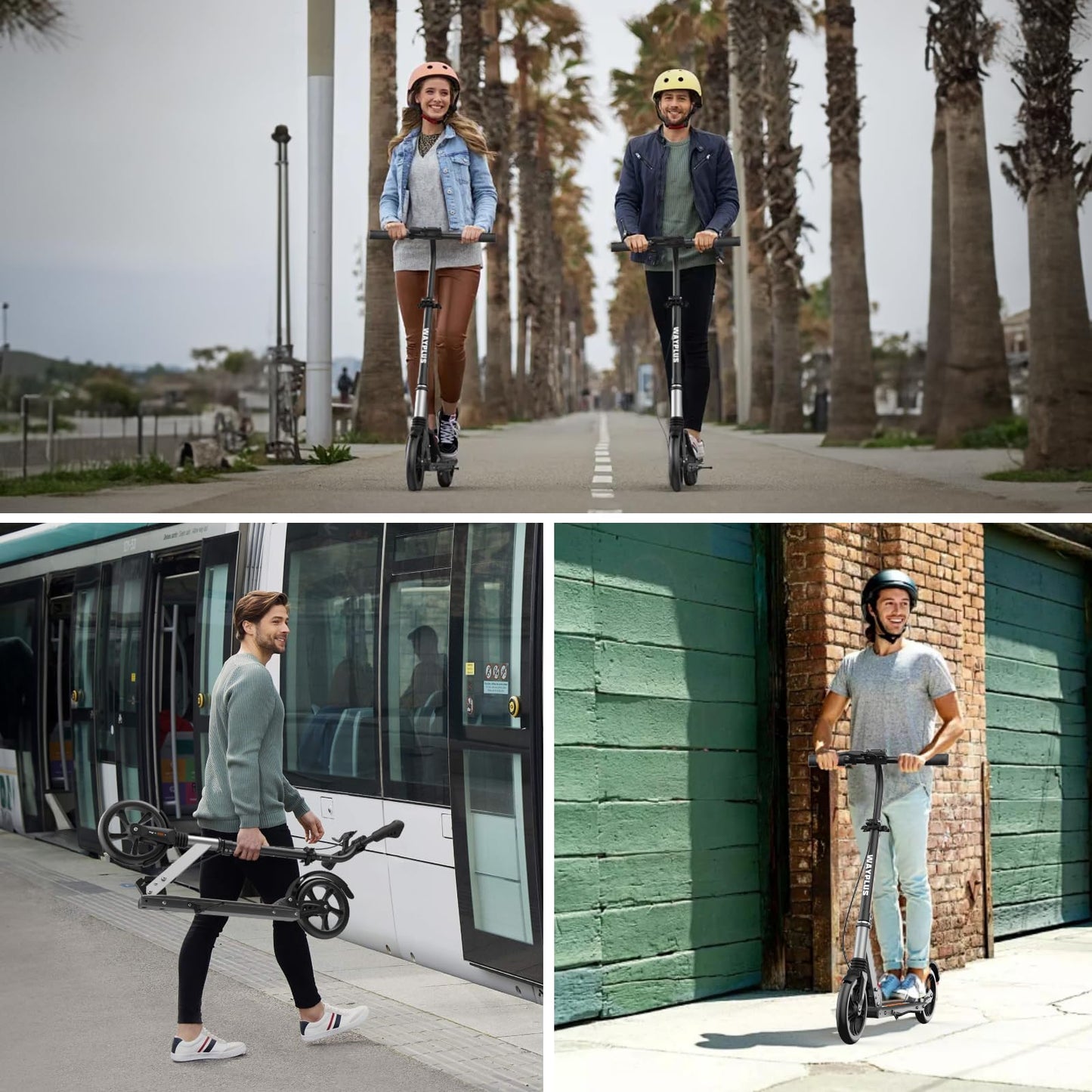 Wayplus Kick Scooter For Teens & Adults. Max Load 240 Lbs. Foldable, Lightweight, 9   Big Wheels, 4 Adjustable Level. Bearing Ab