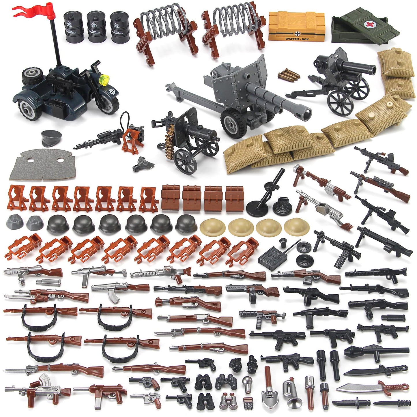 Feleph WW2 Military  Pack Toy Building Set for Soldier Figures Bricks Model Army Equipment Gear Piece Kit