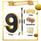 PCFING 20 Inch Number 9 Piñata - Gold & Black with Stick, Blindfold & Confetti for Birthday Parties & Celebrations