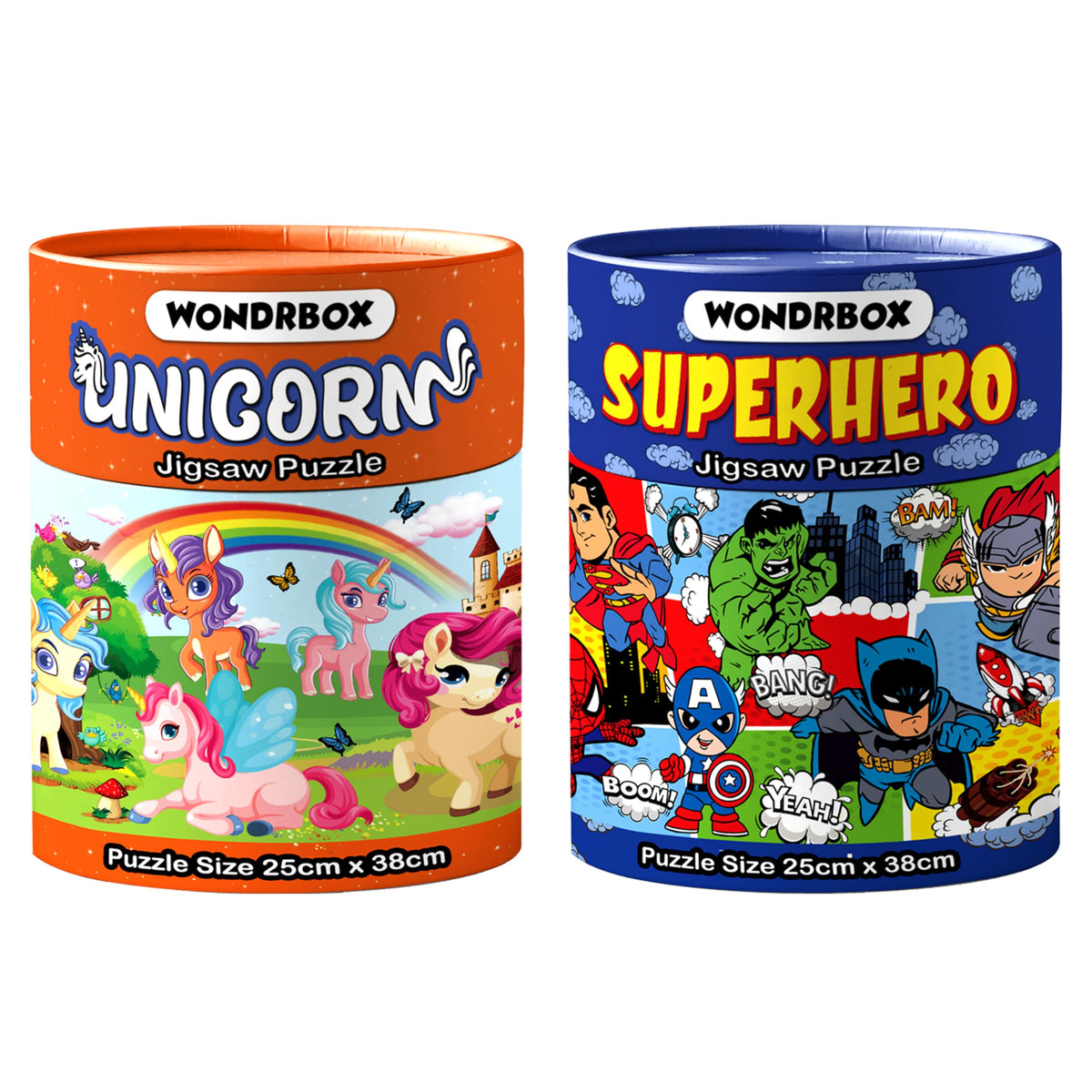 Wondrbox Jigsaw Puzzle For Kids For Age 5 6 7 Years Boys And Girls | 60 Pieces | Size 15X10 Inches (Unicorn+Superhero)