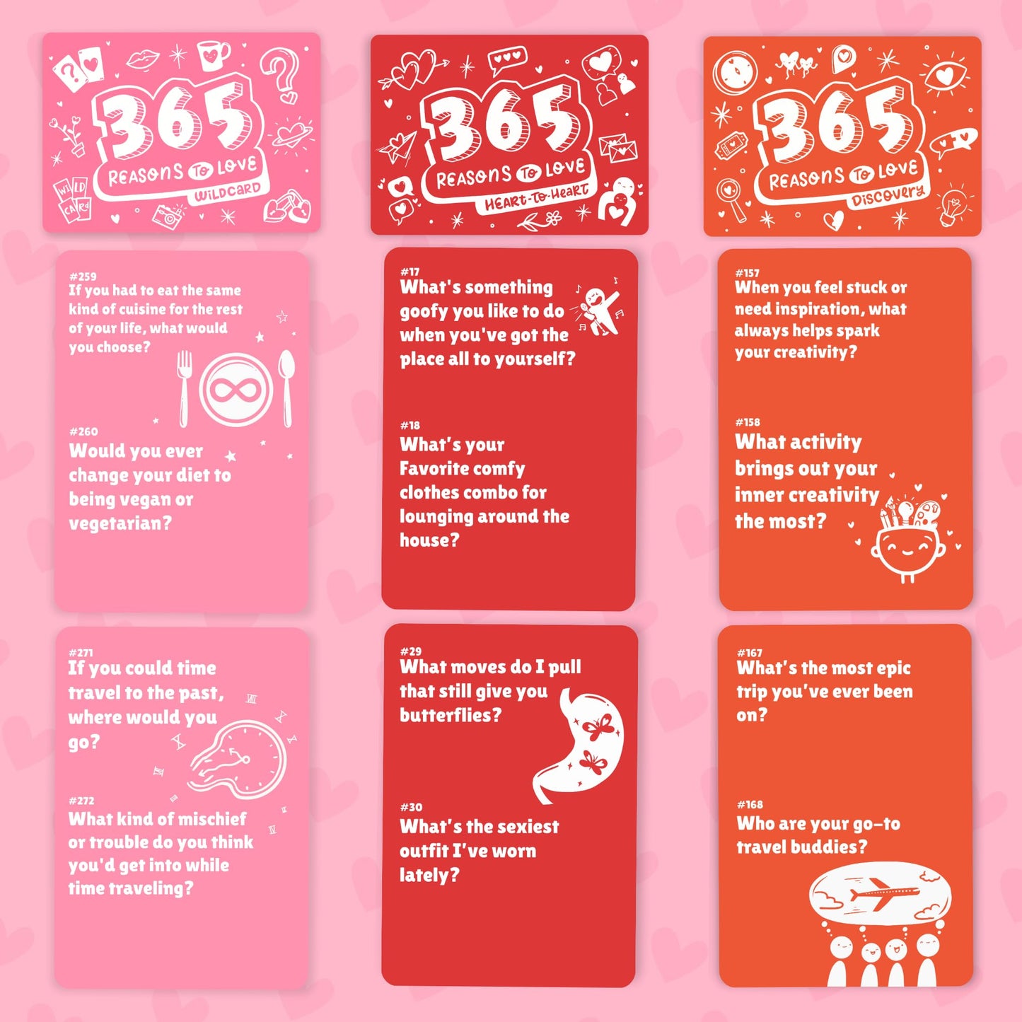 Good Egg Greetings Conversation Cards for Couples - 365 Romantic Questions - Core Deck - Red Cardstock