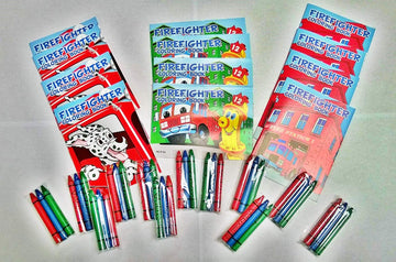 HAPPY DEALS ~ Fireman Coloring Books with Crayons - 12 Sets Fire Fighter Party Favors with 36 Crayons Included