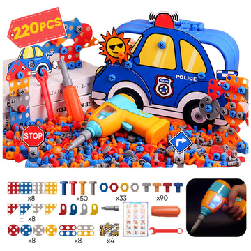 Flybean Magic Montessori Toolbox with Electric Drill, Screwdiver,Creativity and Design Mosaics Drill Set for Kids,Toddlers Boys 