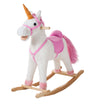 Rocking Horse - Soft And Plush Ride-On Unicorn With Sturdy Wooden Base - Hand-Crafted Toy Rocker For Toddlers Ages 3 And Up By Happy Trails (White)