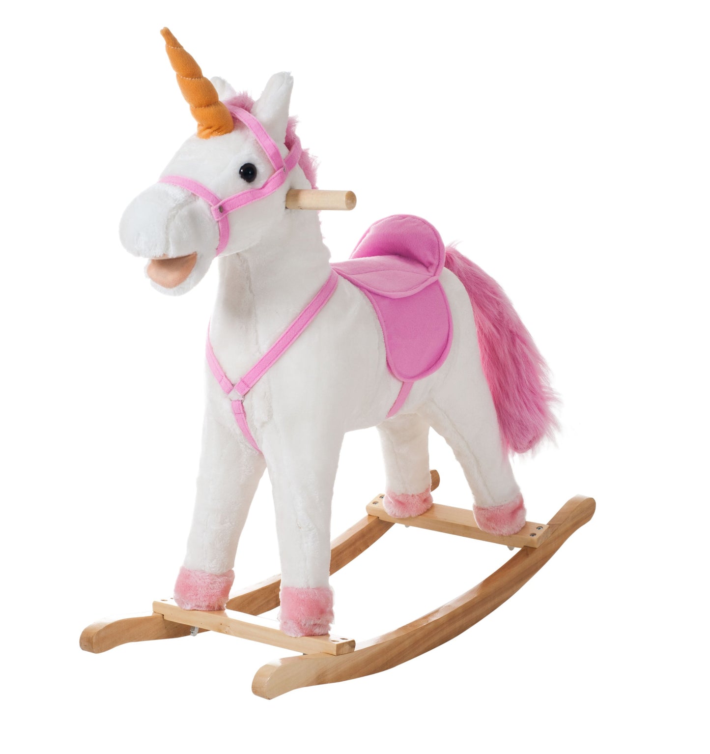 Rocking Horse - Soft And Plush Ride-On Unicorn With Sturdy Wooden Base - Hand-Crafted Toy Rocker For Toddlers Ages 3 And Up By Happy Trails (White)